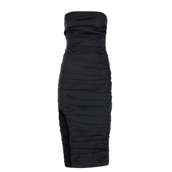 ZEYNEP ARCAY Strapless Ruched Midi Dress In Black New With Tags Size US 8 - Picture 1 of 9